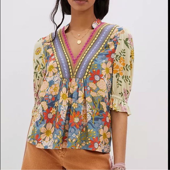 Blank London Tops - Blank London Floral Embroidered Anthropologie Luxury Bohemian Top